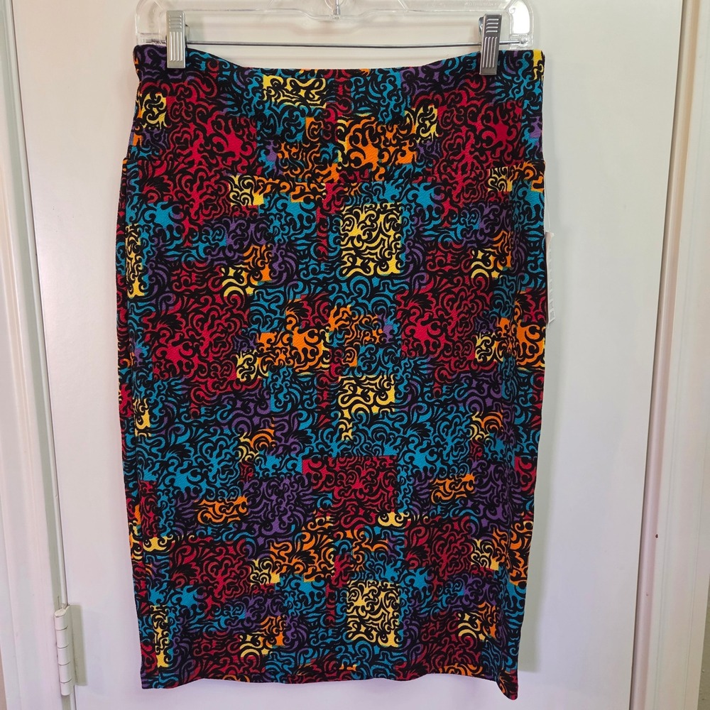 LuLaRoe Cassie Pencil Skirt Medium NWT Multicolor Swirl Mosaic Geometric Stretch